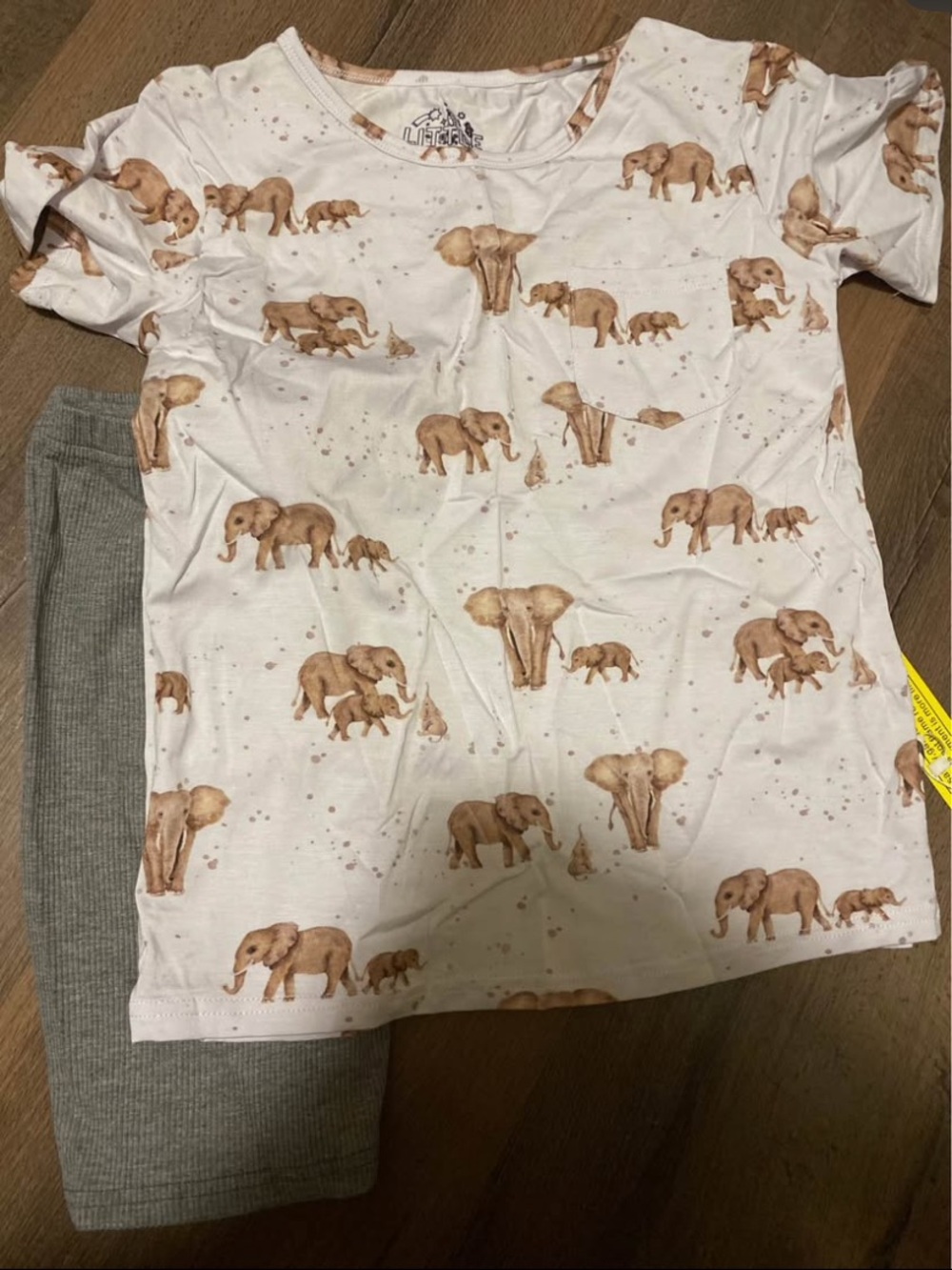 Little bird bamboo Short Sleeve ribbed biker set 7/8